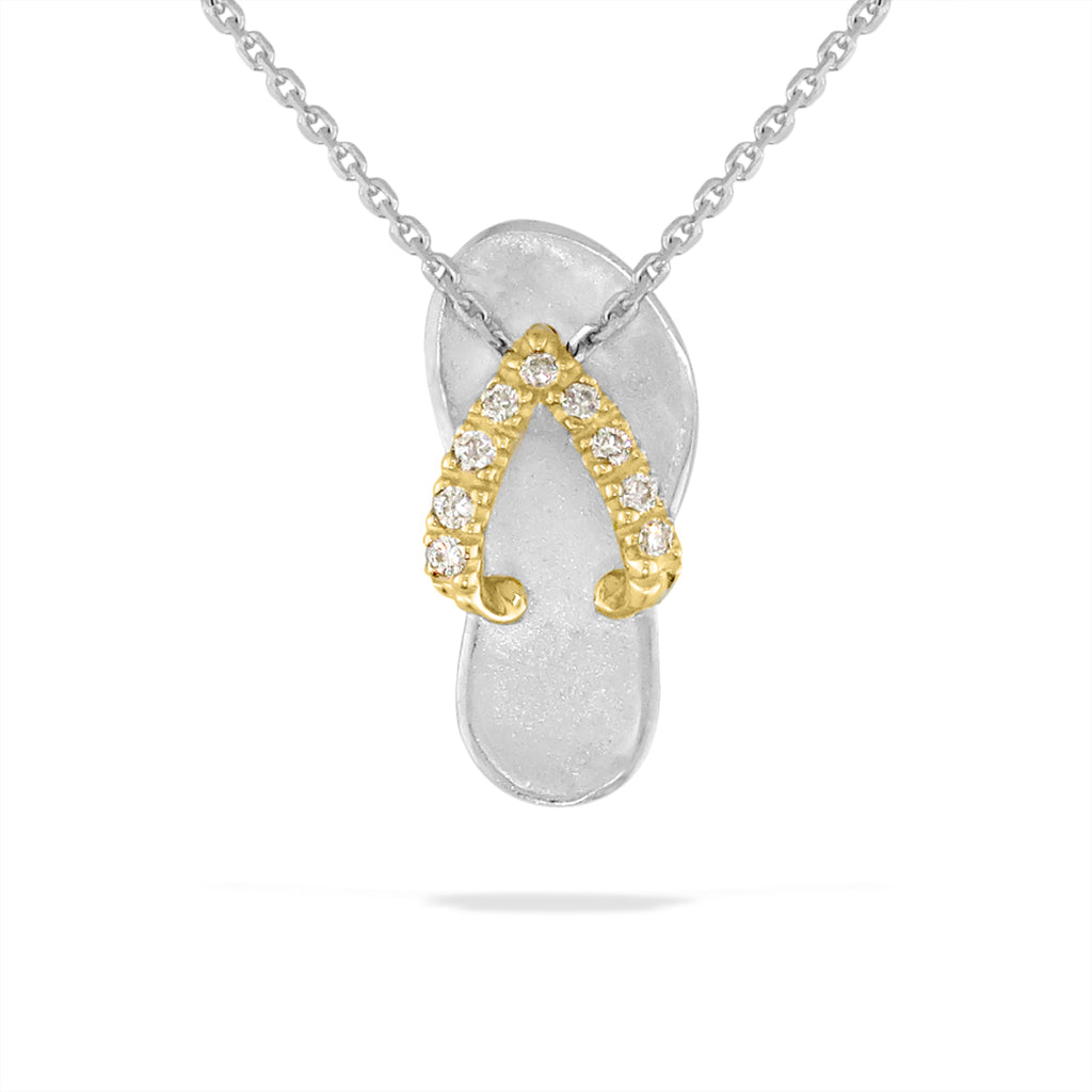 40540 - 14K Yellow Gold and Sterling Silver - Hawaiian Slipper Pendant