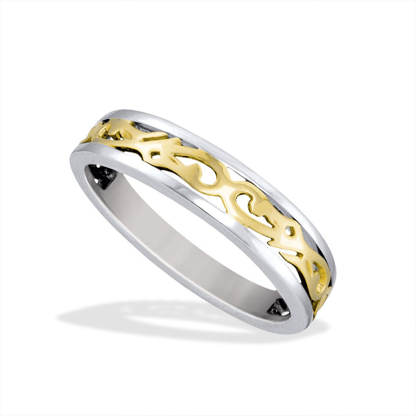 Narrow Nalani Tapered Ring–Silver & 14K Yellow Gold–Na Hoku