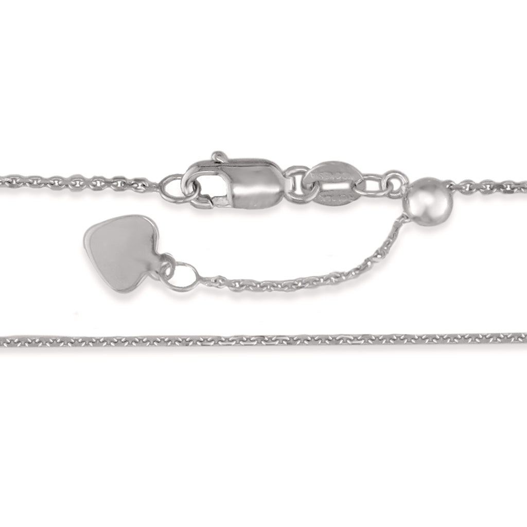 700259 - 14K White Gold - Adjustable Cable Chain