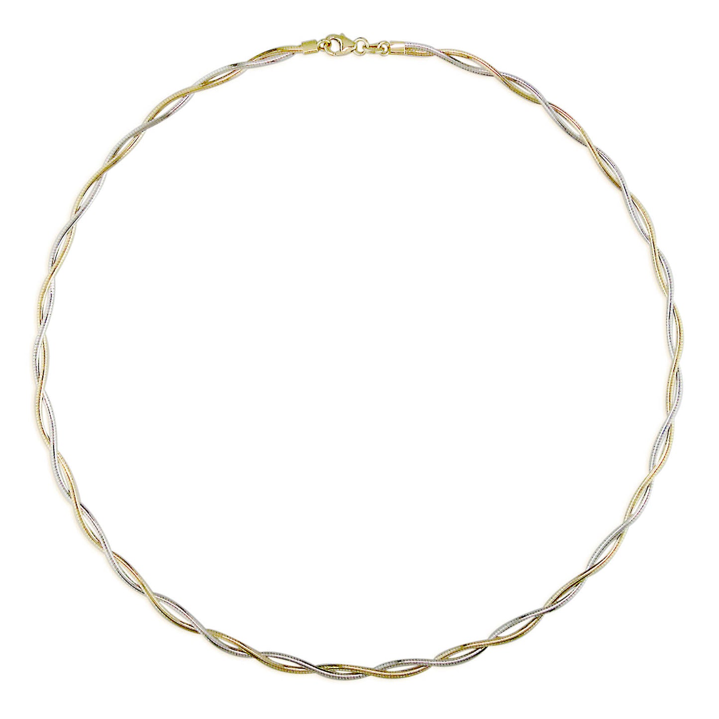 700161 - 14K White Gold and 14K Yellow Gold - 18" Twisted Two-Toned Omega Necklace