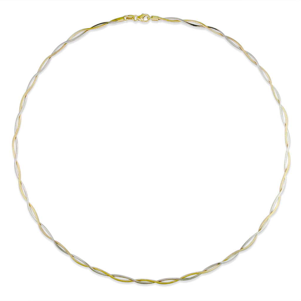 700162 - 14K White Gold and 14K Yellow Gold - Twisted Omega Necklace