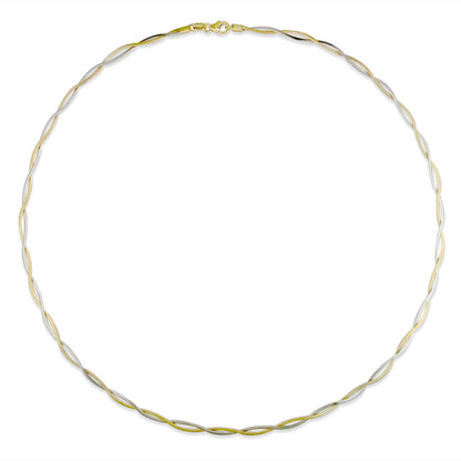 700162 - 14K White Gold and 14K Yellow Gold - 20" Twisted Two-Toned Omega Necklace