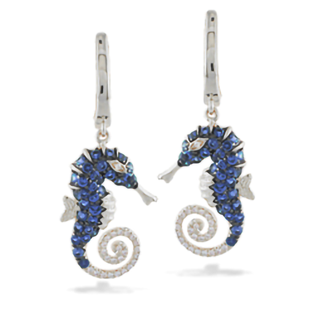 700184 - 14K White Gold - Seahorse Drop Earrings