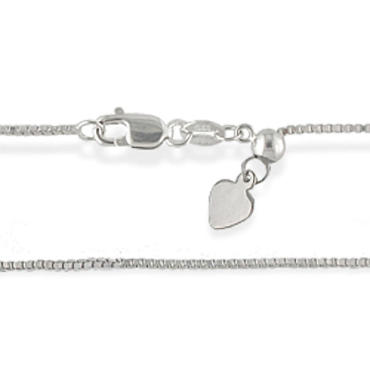 700314 - Sterling Silver - 22" Adjustable Box Chain, 0.8mm