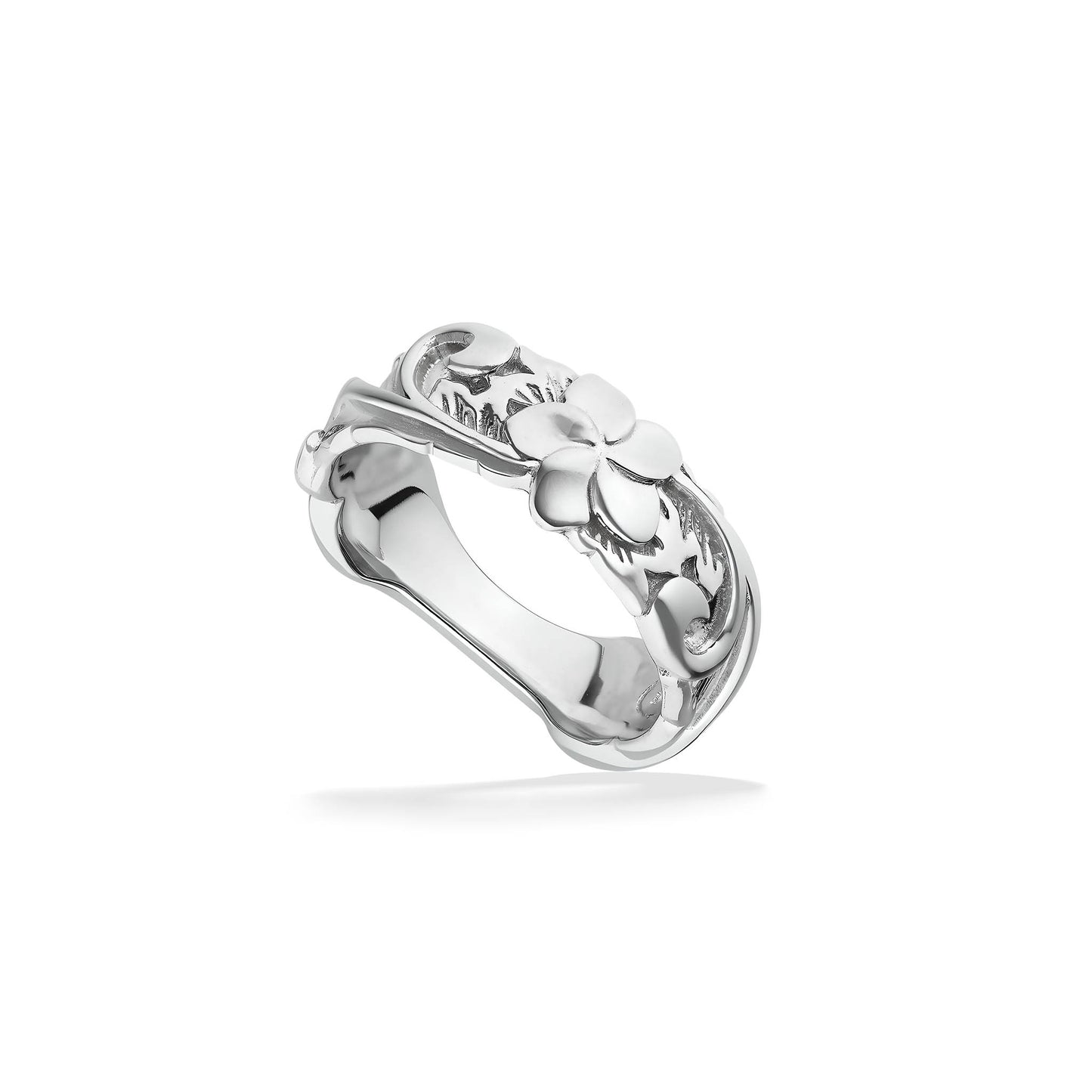 40082 - Sterling Silver - Plumeria Scroll Ring