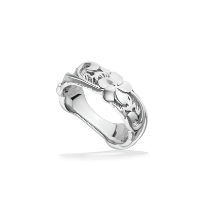 40083 - Sterling Silver - Plumeria Scroll Ring