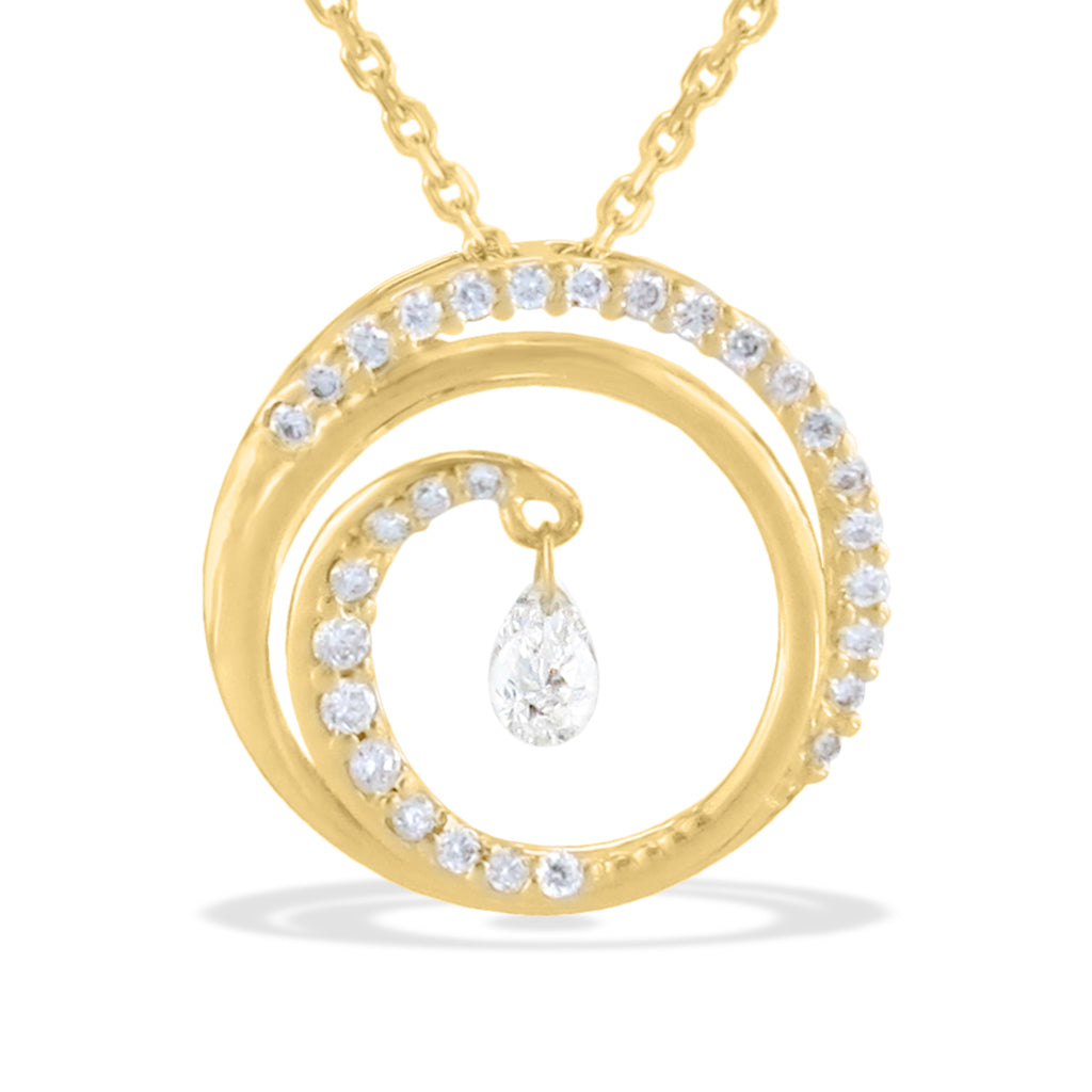 40154 - 14K Yellow Gold - Ultimate Wave Shimmer Pendant