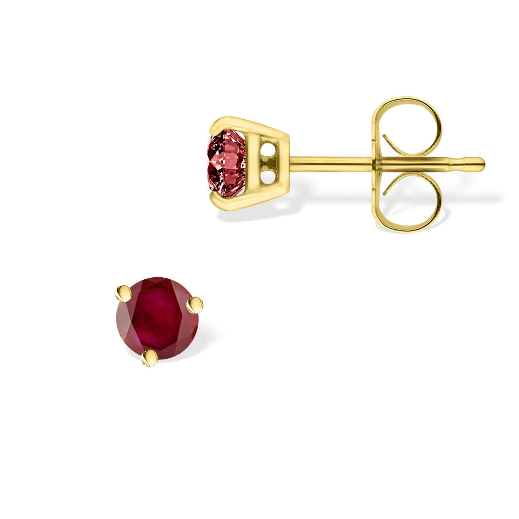 40251 - 14K Yellow Gold - Ruby Stud Earrings