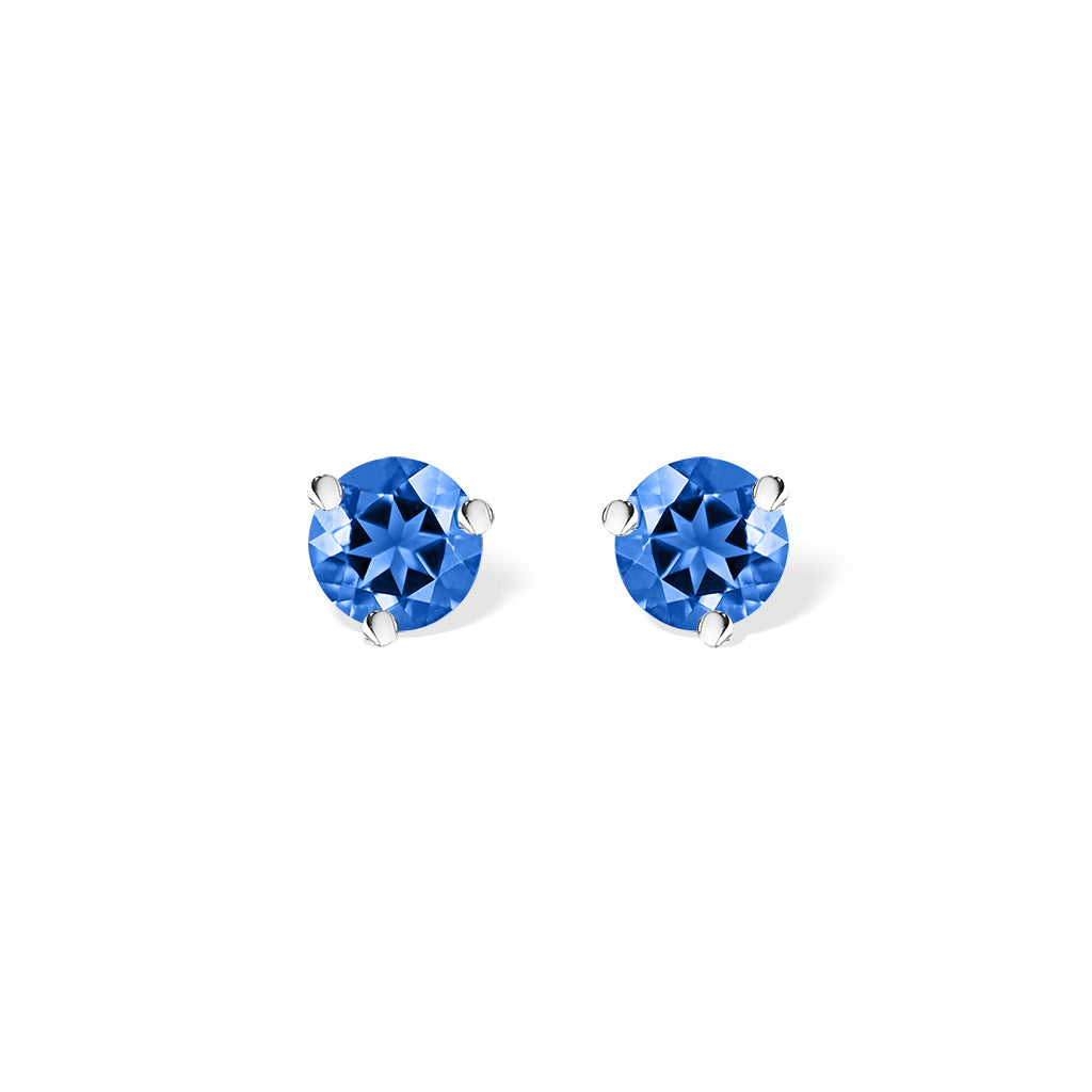 40253 - 14K White Gold - Sapphire Stud Earrings