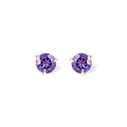 40260 - 14K White Gold - Amethyst Stud Earrings