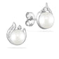 40394 - 14K White Gold - Maile Leaf Freshwater Pearl Stud Earrings