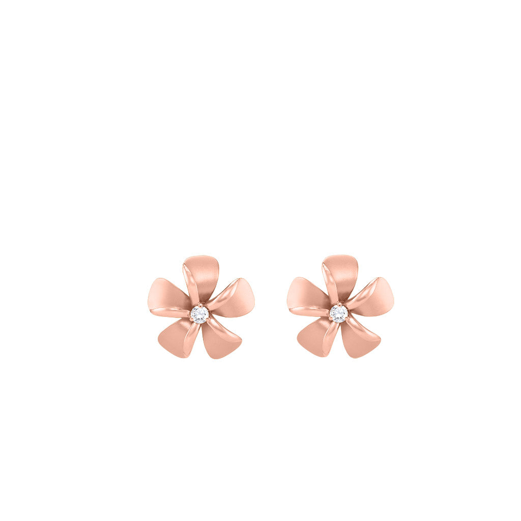 40455 - 14K Rose Gold - Plumeria Stud Earrings