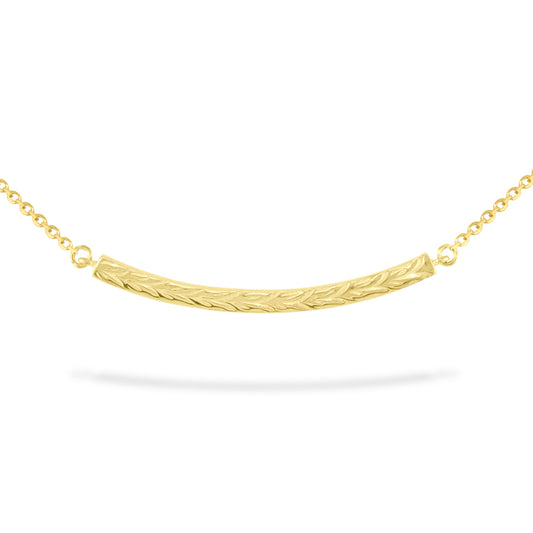 40456 - 14K Yellow Gold - Maile Scroll Bar Necklace