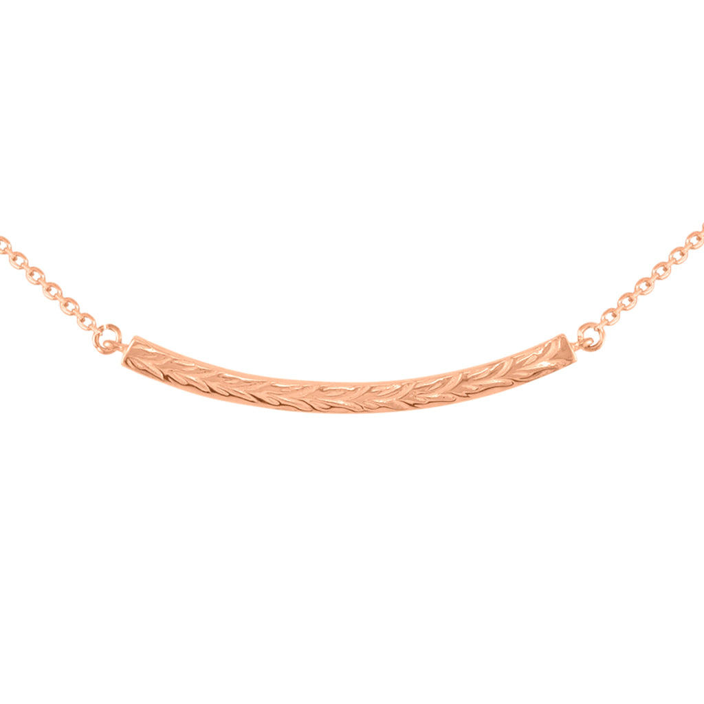 40458 - 14K Rose Gold - Maile Scroll Bar Necklace