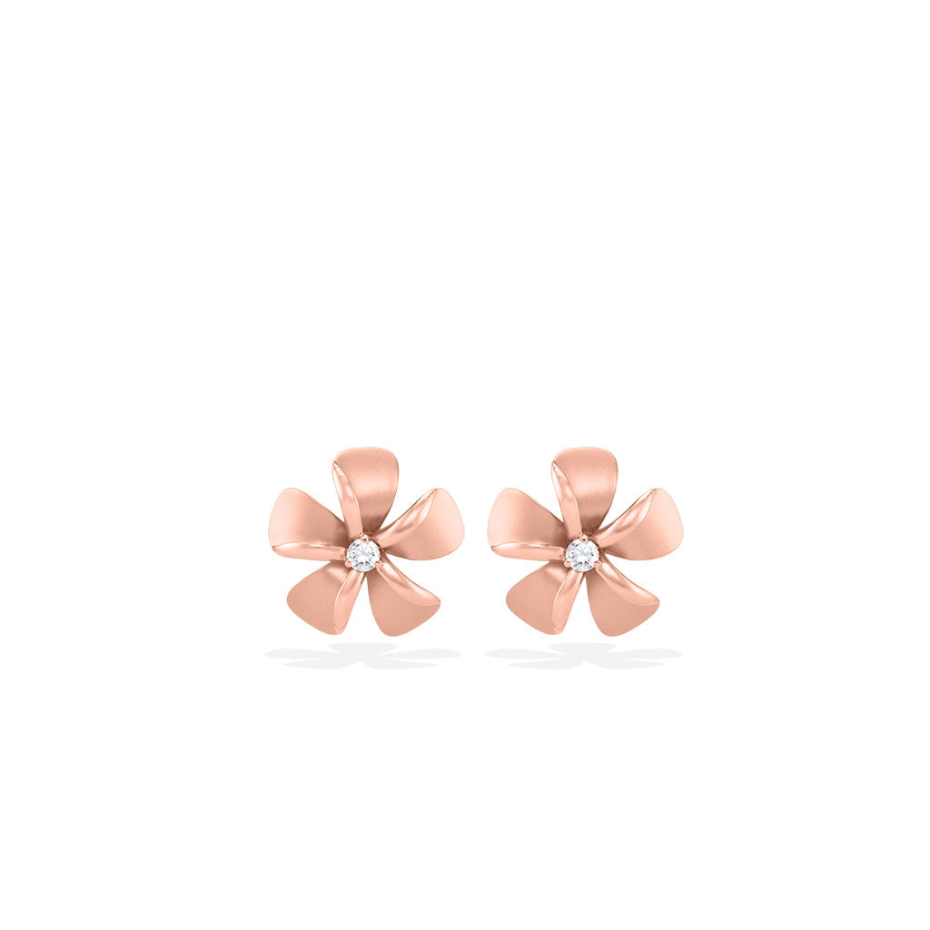 19910 - 14K Rose Gold - Plumeria Stud Earrings