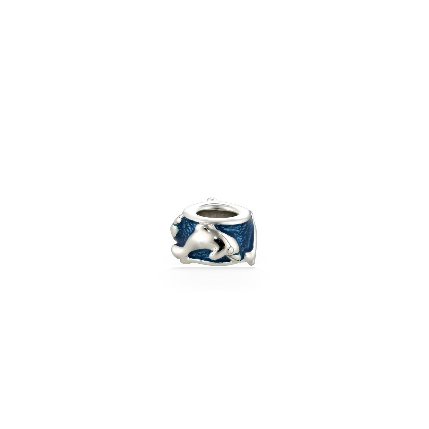 19970 - Sterling Silver - Swimming Dolphin Puka Bead