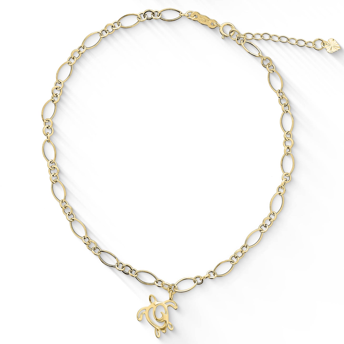 10938 - 14K Yellow Gold - Honu Charm Anklet