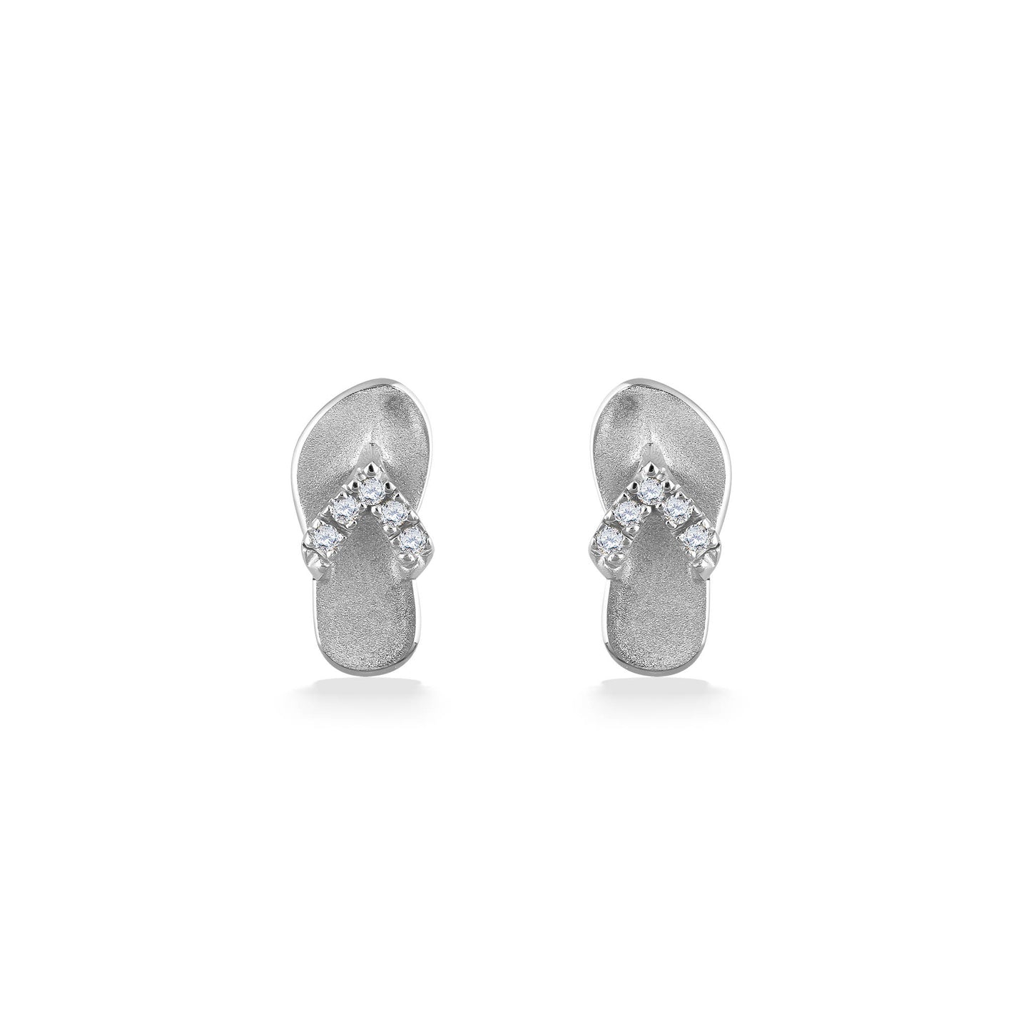 10820 - 14K White Gold - Hawaiian Slipper Stud Earrings