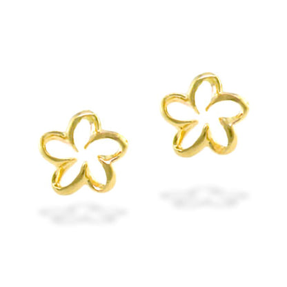 10435 - 14K Yellow Gold - Na Keiki (Children's) Floating Plumeria Earrings