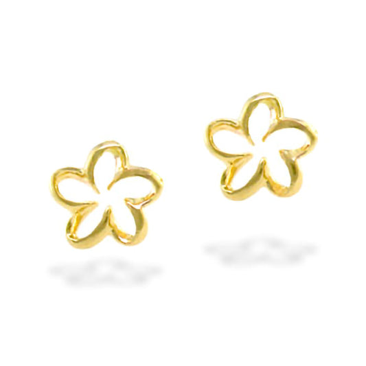 10435 - 14K Yellow Gold - Na Keiki (Children's) Floating Plumeria Earrings