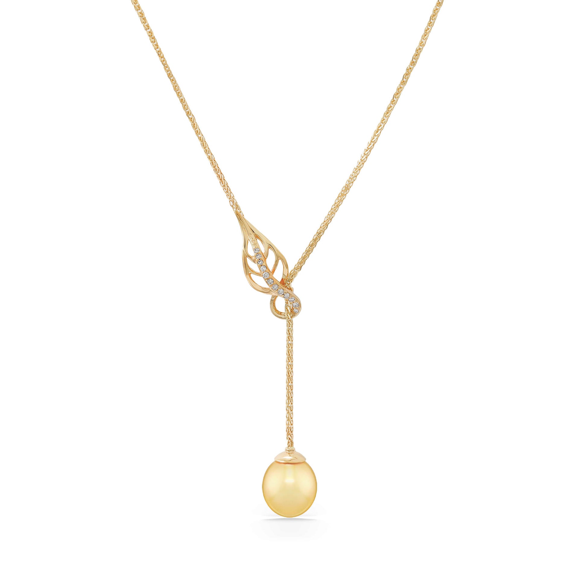 Golden South Sea Pearl Maile Leaf Lariat – Na Hoku