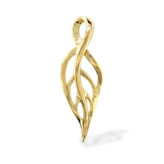 10239 - 14K Yellow Gold - Maile Leaf Pendant
