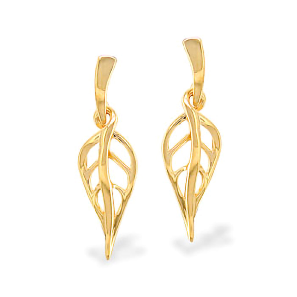 11314 - 14K Yellow Gold - Maile Leaf Earrings