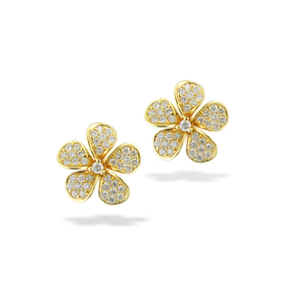 13608 - 14K Yellow Gold - Plumeria Earrings