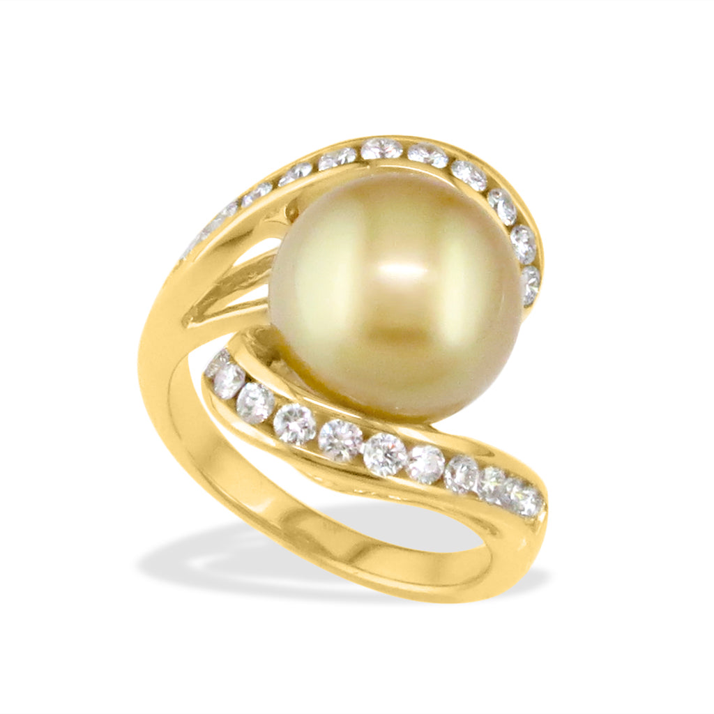 12362 - 14K Yellow Gold - Golden South Sea Pearl Ring