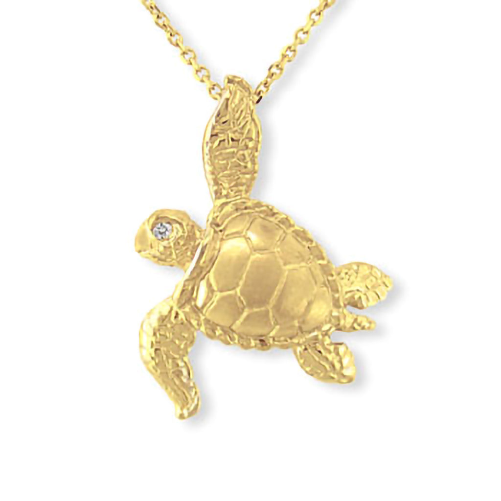 12892 - 14K Yellow Gold - Sea Turtle Pendant