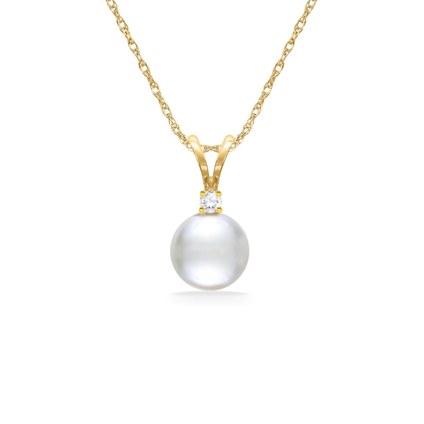 14611 - 14K Yellow Gold - White Akoya Pearl Pendant