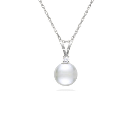 14614 - 14K White Gold - White Akoya Pearl Pendant