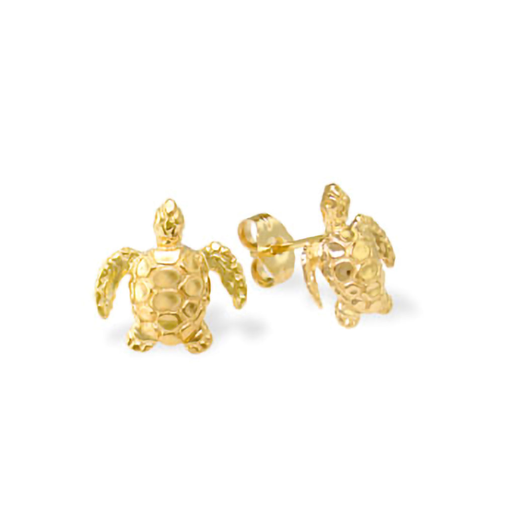 14920 - 14K Yellow Gold - Sea Turtle Stud Earrings