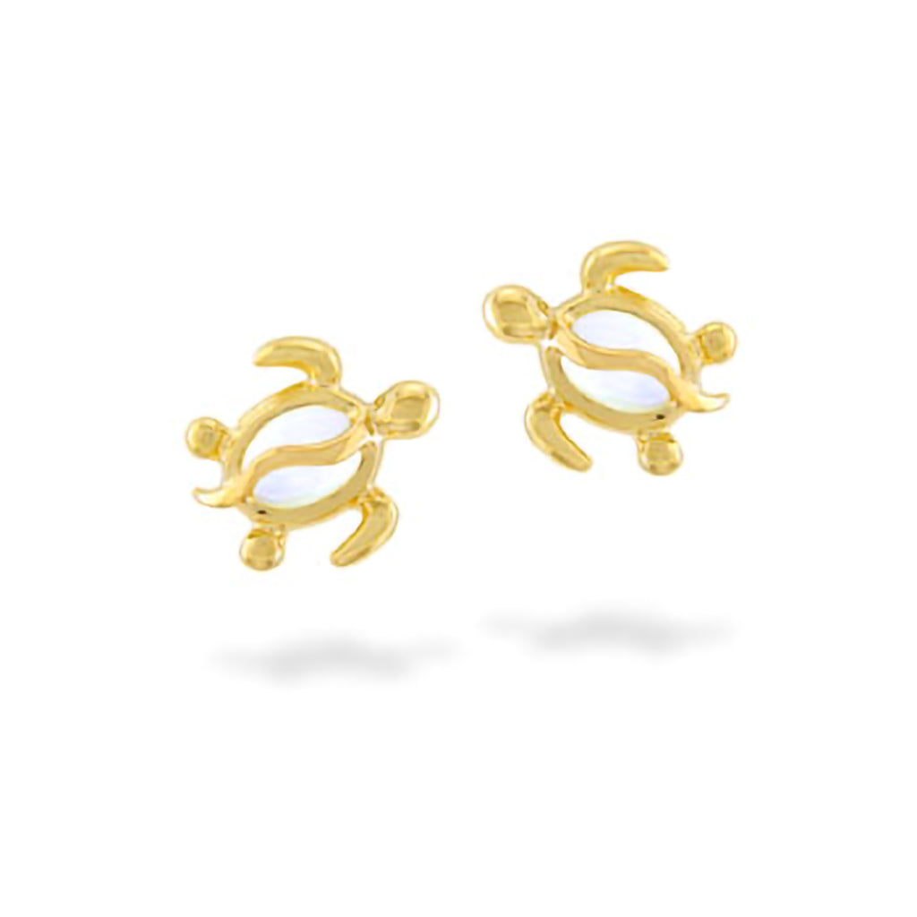 17345 - 14K Yellow Gold - Honu Stud Earrings