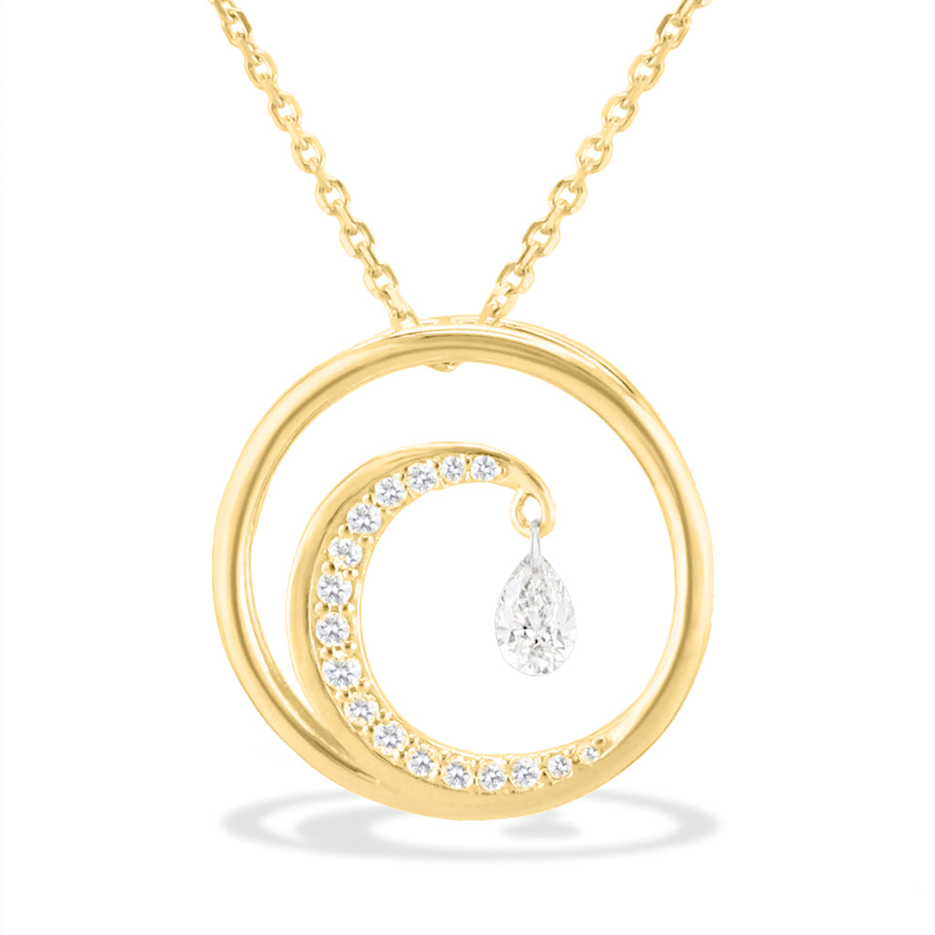 19111 - 14K Yellow Gold - Wave Shimmer Pendant