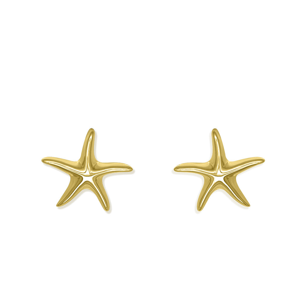 19204 - 14K Yellow Gold - Starfish Stud Earrings
