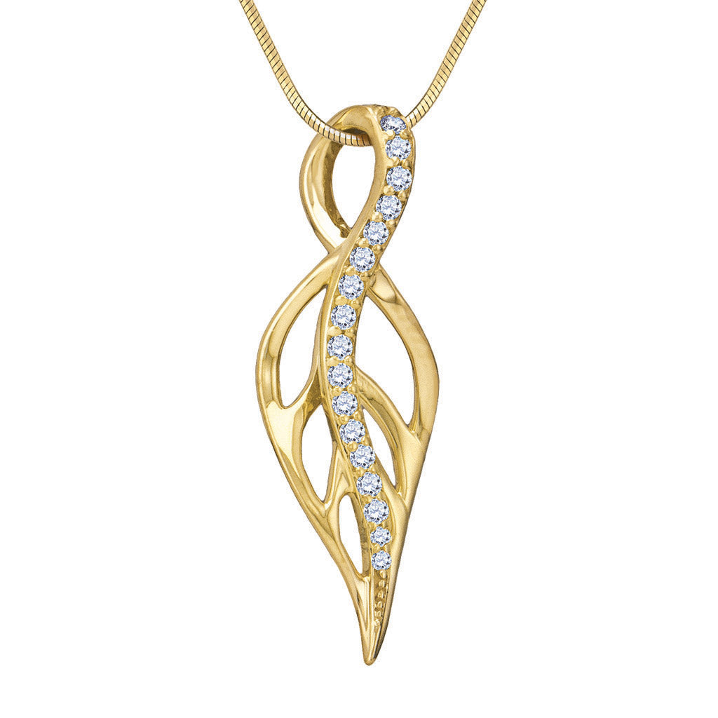 19232 - 14K Yellow Gold - Maile Leaf Pendant