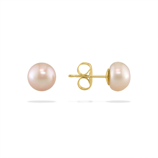 17920 - 14K Yellow Gold - Peach Freshwater Pearl Stud Earrings