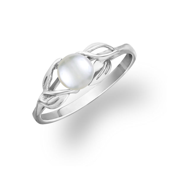 Four Leaf White Akoya Pearl Ring in 14K Gold – Na Hoku