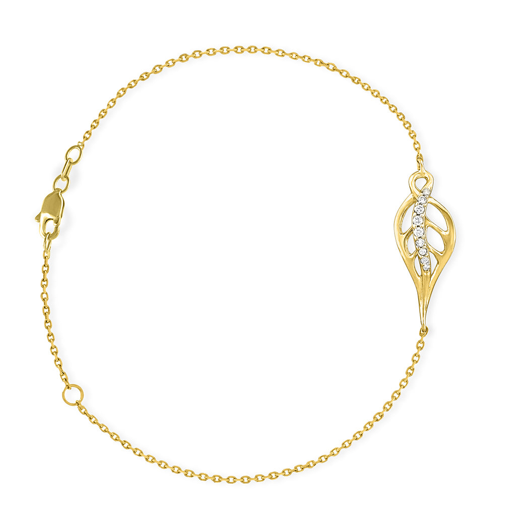 41894 - 14K Yellow Gold - Maile Leaf Adjustable Bracelet