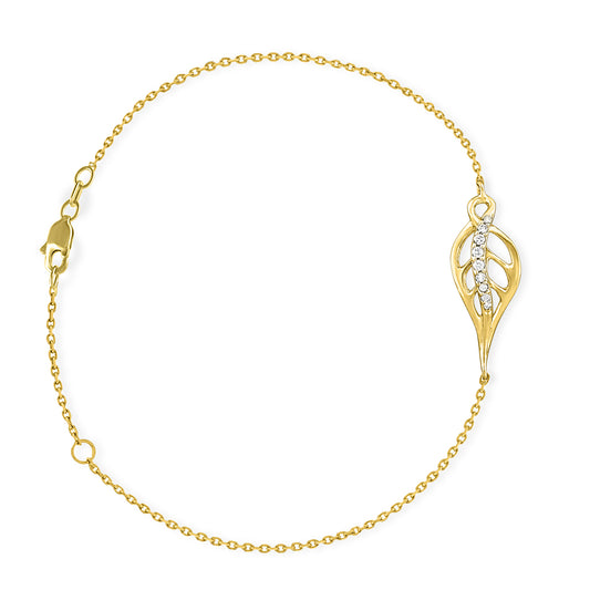 41894 - 14K Yellow Gold - Maile Leaf Adjustable Bracelet
