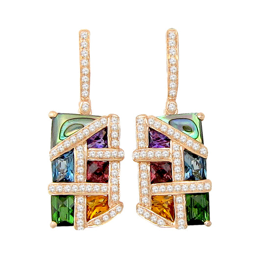 770171 - 14K Rose Gold - Bellarri Mosaic Nouveau Earrings