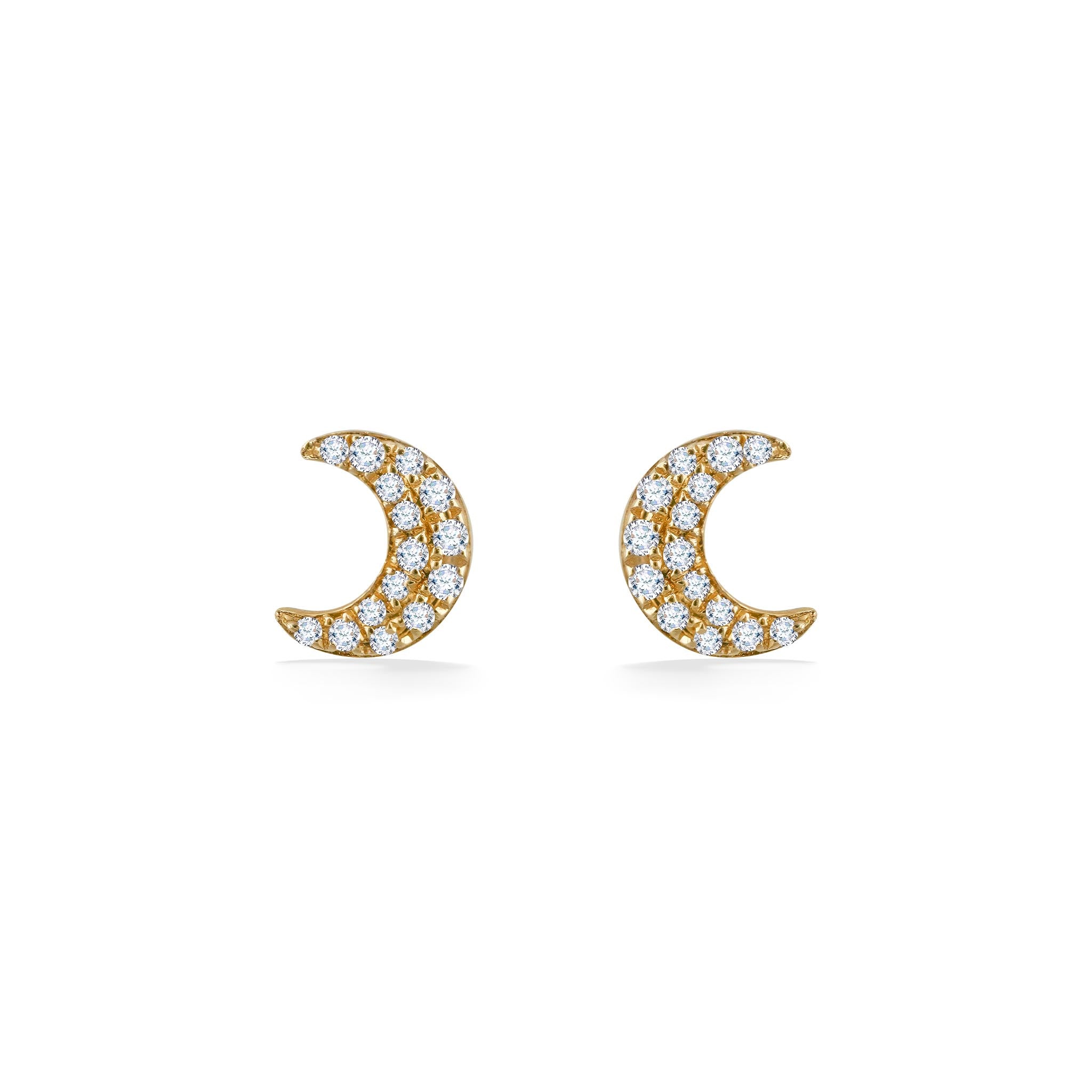Half Moon With Stars Earrings, Crescent Studs, 9K 14K 18K Solid Gold,  Women's Gift, Celestial Jewelry - Etsy