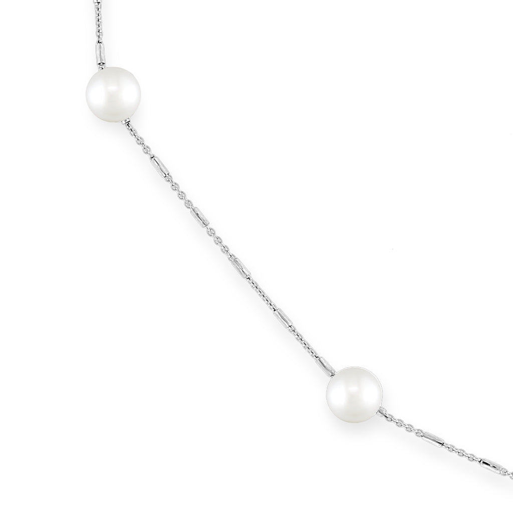 41968 - 14K White Gold - White Akoya Pearl Necklace