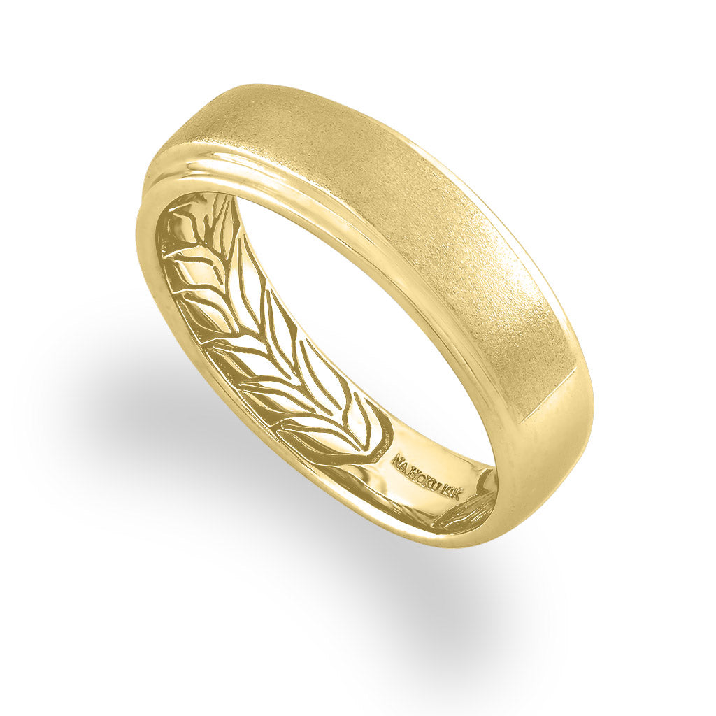 41993 - 14K Yellow Gold - Maile Leaf Men's Band