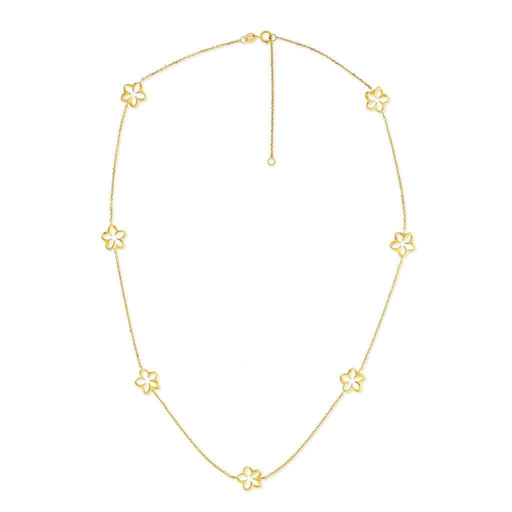 41422 - 14K Yellow Gold - Floating Plumeria Necklace