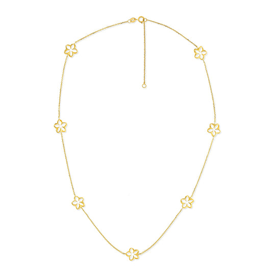 41422 - 14K Yellow Gold - Floating Plumeria Necklace