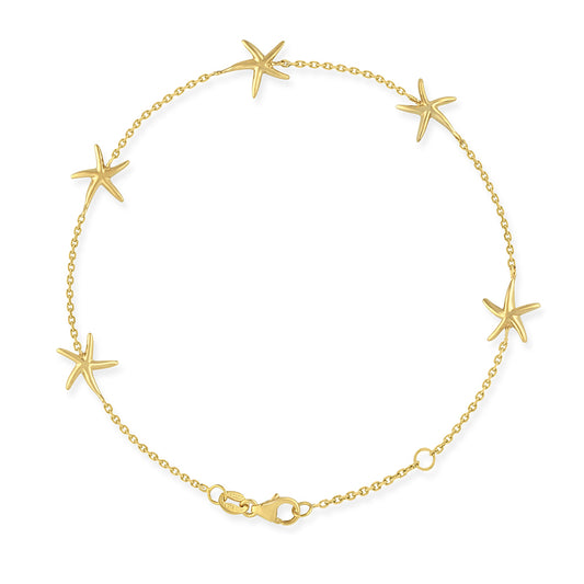 41677 - 14K Yellow Gold - Starfish Linked Bracelet