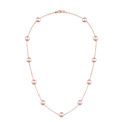 41390 - 14K Rose Gold - Pink Freshwater Pearl Bead and Ball Necklace