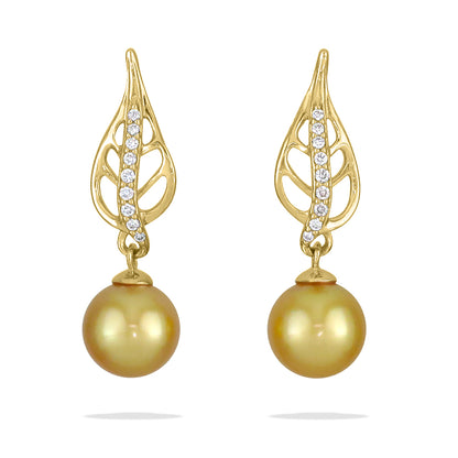 41182 - 14K Yellow Gold - Maile Leaf Earrings